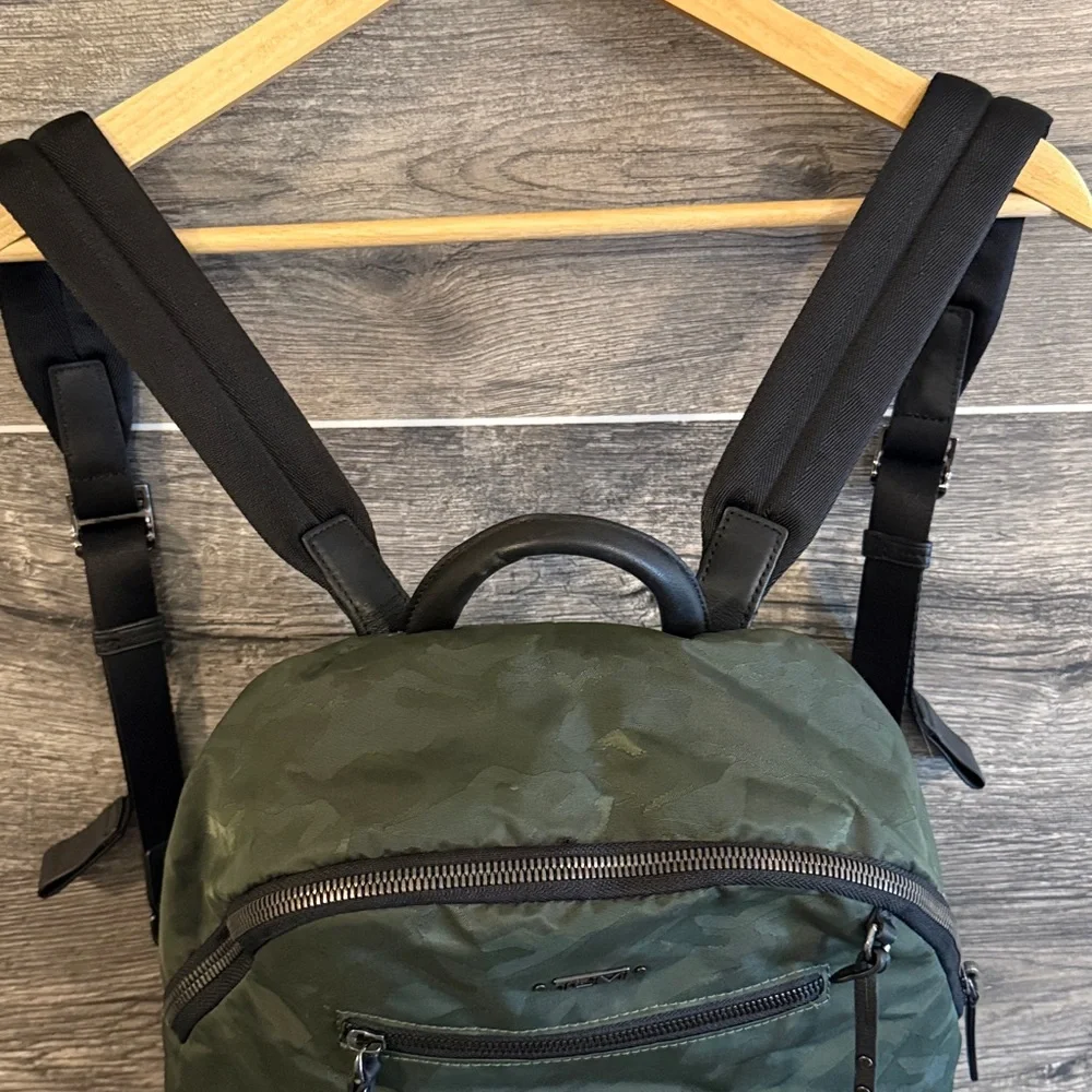 Rare Tumi Voyageur Studded Hagen Backpack in Green/Forest Camo Black Hardware